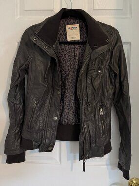 Garage grey faux leather jacket